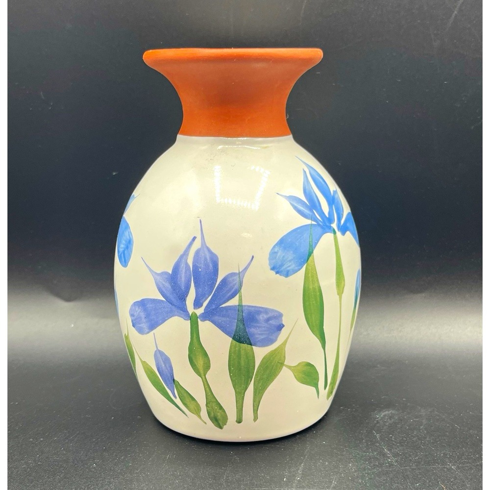 Emerson Creek Pottery Hand Painted Floral Art Pottery Vase Bedford VA 5 in